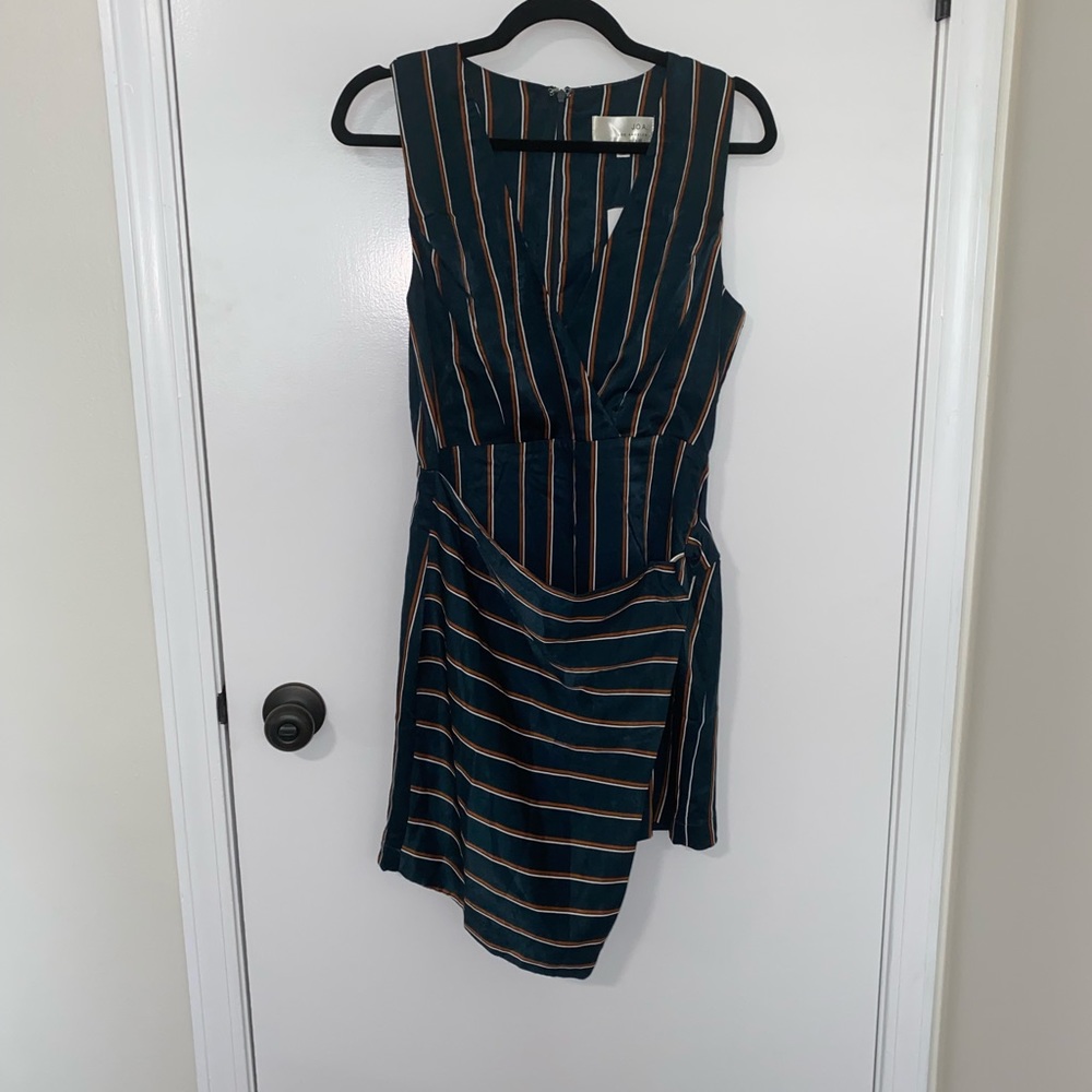 Asymmetrical forest green striped dress